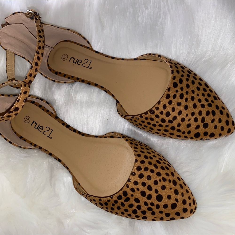 NWOT Rue21 Cheetah Print Ankle Strap D’Orsay Flats